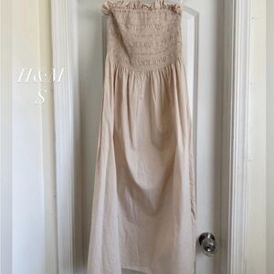 H&M Beige Strapless Maxi Dress